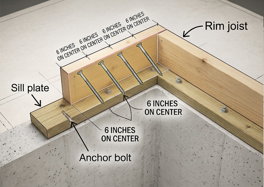 toenailing schedule rim joist