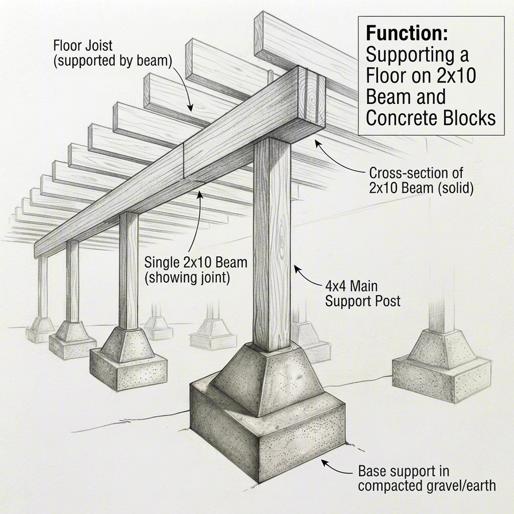 beam on cement block beam on cement block